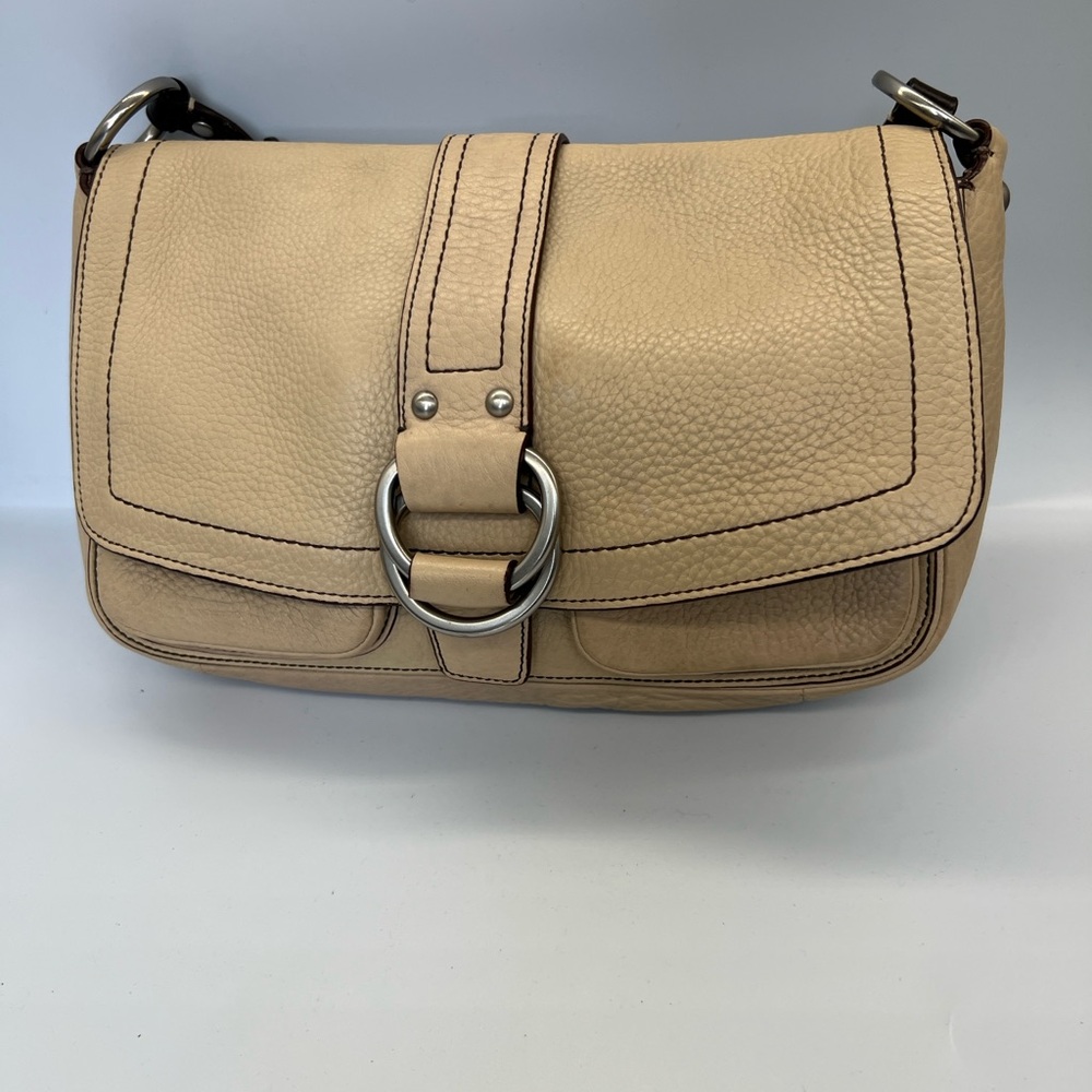 Coach Beige Leather Saddle Shoulder Bag - Women's Casual Crossbody